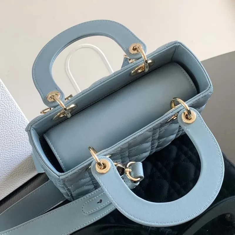 Dior Women Small Lady Dior My ABCDior Bag Pale Blue Cannage Lambskin