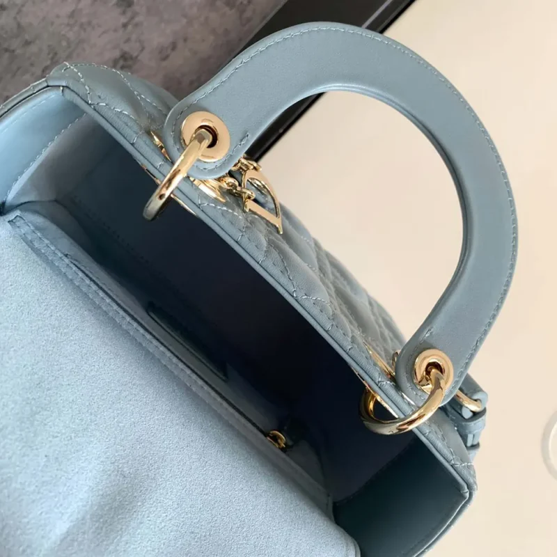 Dior Women Small Lady Dior My ABCDior Bag Pale Blue Cannage Lambskin