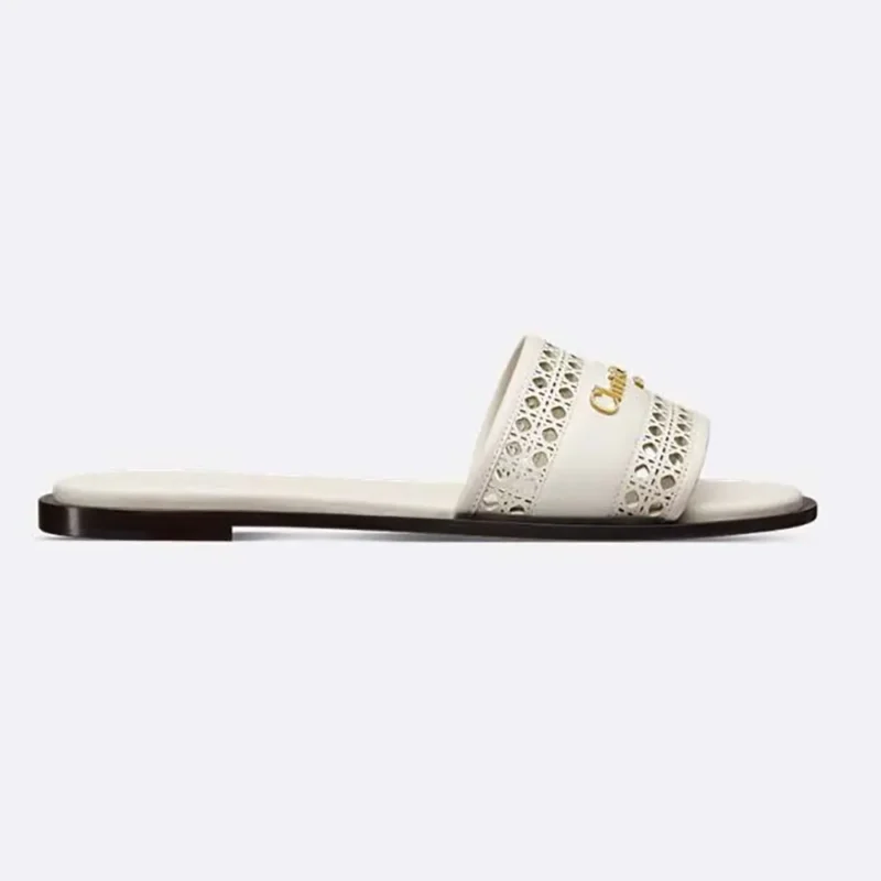 Dior Women White Calfskin with Openwork Microcannage Motif