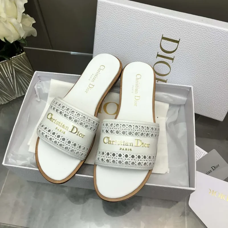 Dior Women White Calfskin with Openwork Microcannage Motif