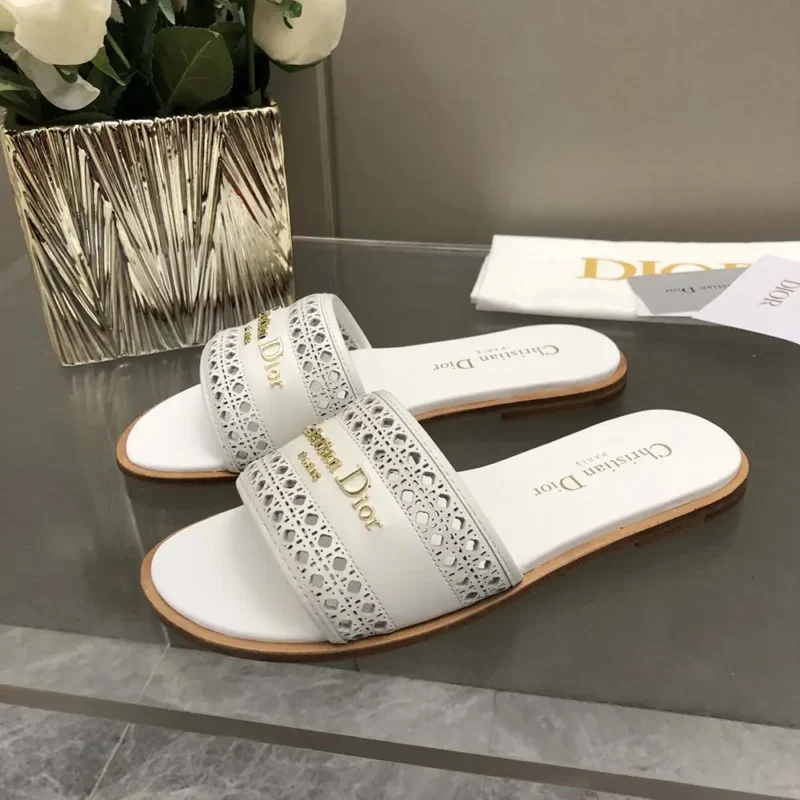 Dior Women White Calfskin with Openwork Microcannage Motif