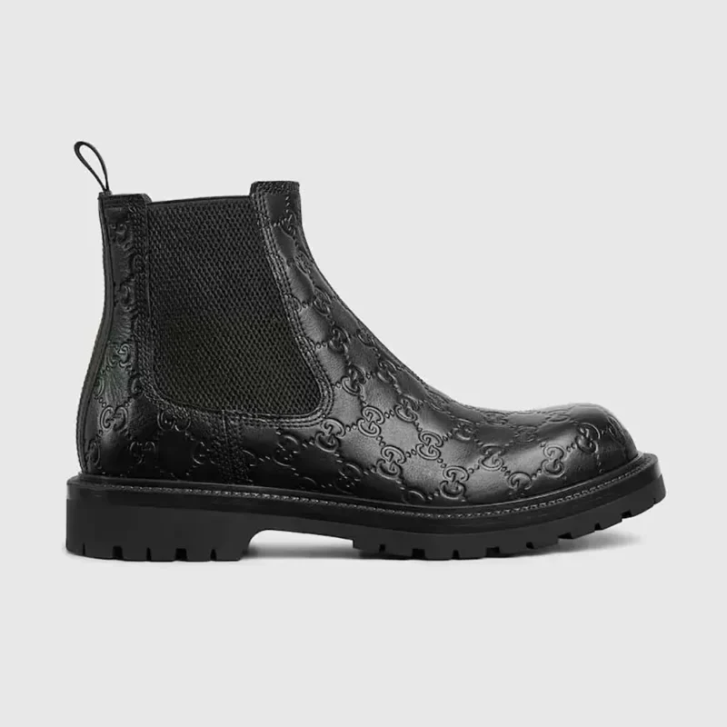 Gucci Men Boot with Web-Black 794168AADPF1056