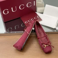 Gucci Women Horsebit Ballet Flat-Red ‎821220FAD8F8546 (1)