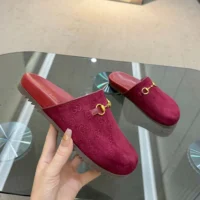 Gucci Women Horsebit Slipper in Red GG Canvas 7467129SF408551 (1)