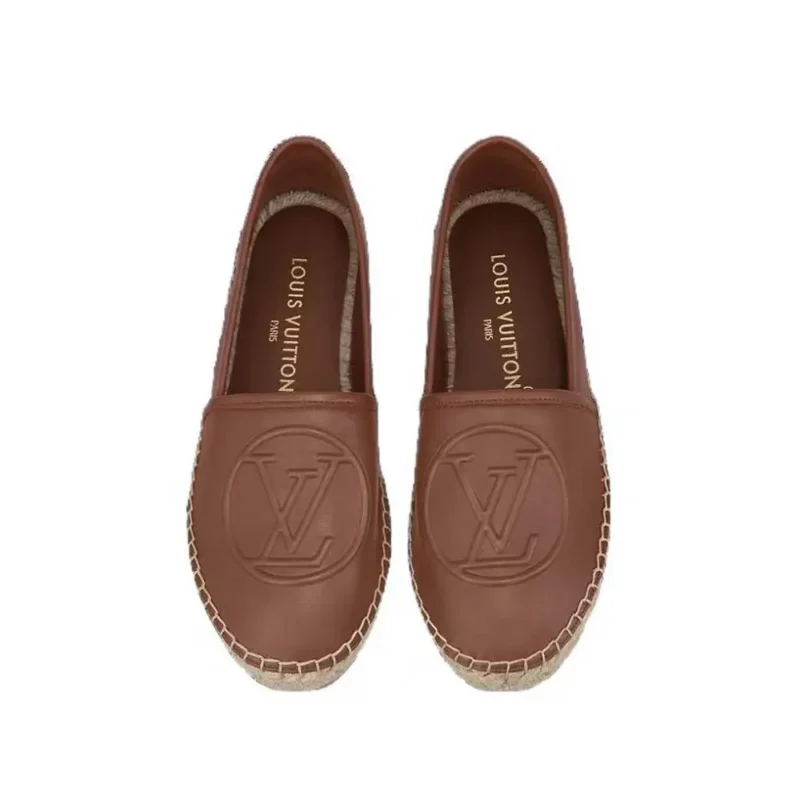 Louis Vuitton LV Women Starboard Flat Espadrille Brown Lamb Leather Rubber