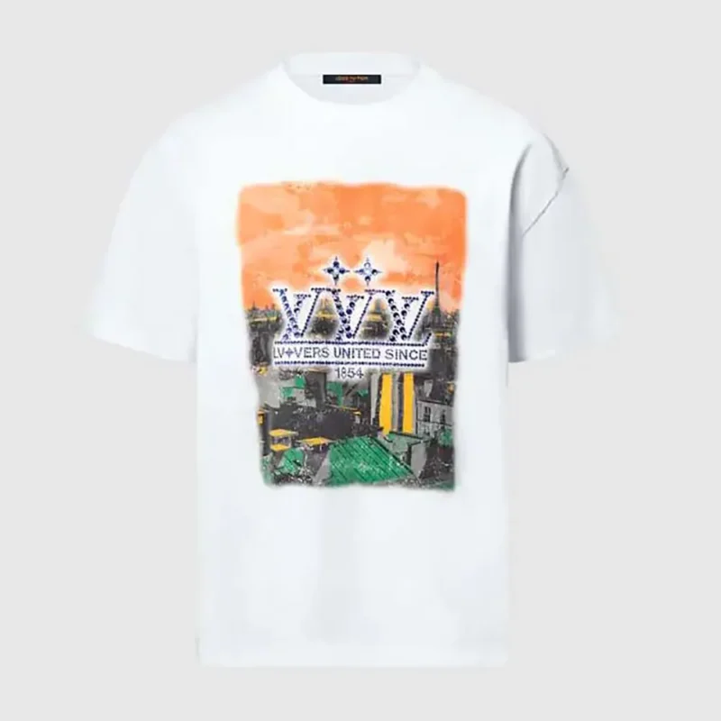 Louis Vuitton Men Embellished Graphic Cotton T-Shirt 1AHCKN