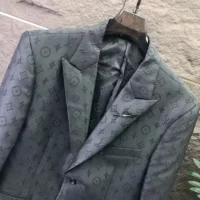 Louis Vuitton Men Single-Breasted Wool Blend Napolitana Jacket-Black (1)