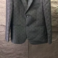 Louis Vuitton Men Single-Breasted Wool Blend Napolitana Jacket-Black (1)