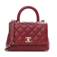 Chanel Caviar Quilted Extra Mini Coco Handle Flap Bag-Burgundy