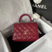 Chanel Caviar Quilted Extra Mini Coco Handle Flap Bag-Burgundy (1)