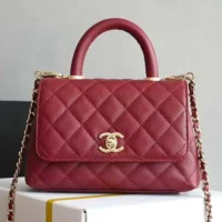 Chanel Caviar Quilted Extra Mini Coco Handle Flap Bag-Burgundy (1)