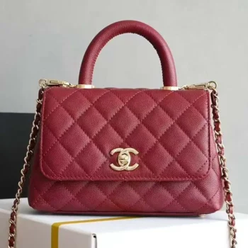 Chanel Caviar Quilted Extra Mini Coco Handle Flap Bag-Burgundy