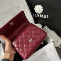 Chanel Caviar Quilted Extra Mini Coco Handle Flap Bag-Burgundy (1)