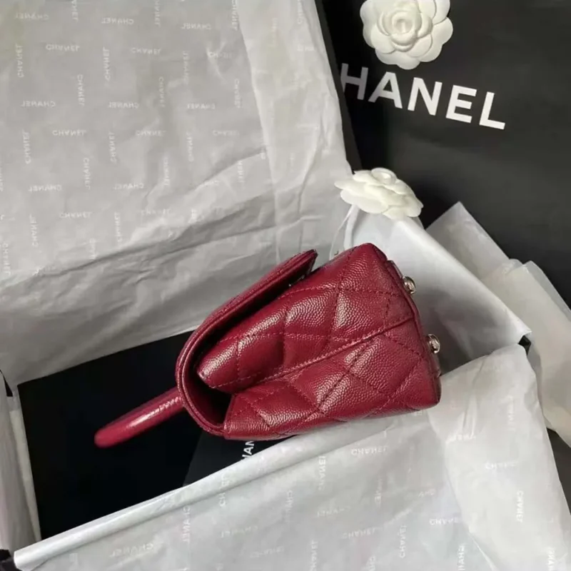 Chanel Caviar Quilted Extra Mini Coco Handle Flap Bag-Burgundy