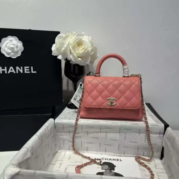 Chanel Caviar Quilted Extra Mini Coco Handle Flap Bag-Orange