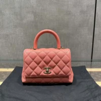 Chanel Caviar Quilted Extra Mini Coco Handle Flap Bag-Orange (1)