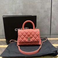 Chanel Caviar Quilted Extra Mini Coco Handle Flap Bag-Orange (1)