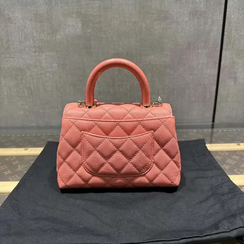 Chanel Caviar Quilted Extra Mini Coco Handle Flap Bag-Orange