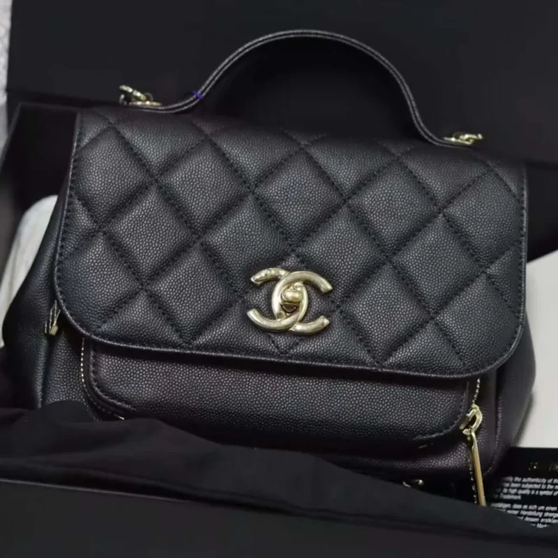 Chanel Women Caviar Quilted Small Business Affinity Flap Black