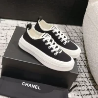 Chanel Women Lace-up Sneaker-Black (5)