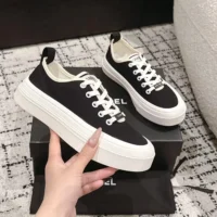 Chanel Women Lace-up Sneaker-Black (5)