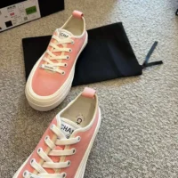 Chanel Women Lace-up Sneaker-Pink (1)