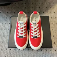 Chanel Women Lace-up Sneaker-Red (1)