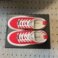 Chanel Women Lace-up Sneaker-Red (1)