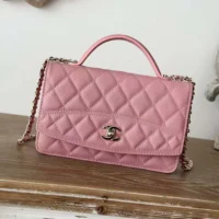 Chanel Women Logo Handbag Single Shoulder Calfskin-Pink