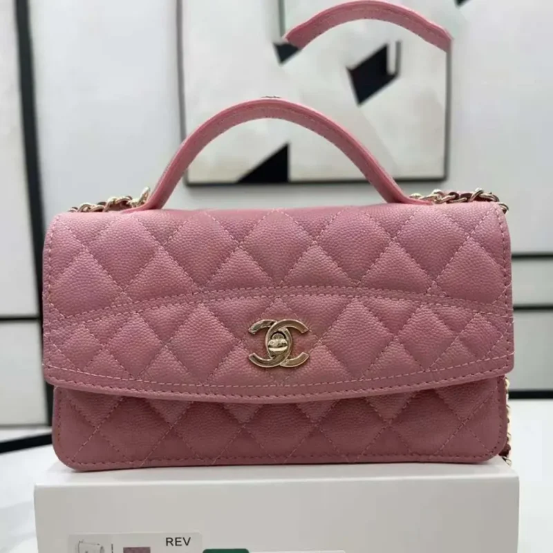 Chanel Women Logo Handbag Single Shoulder Calfskin-Pink