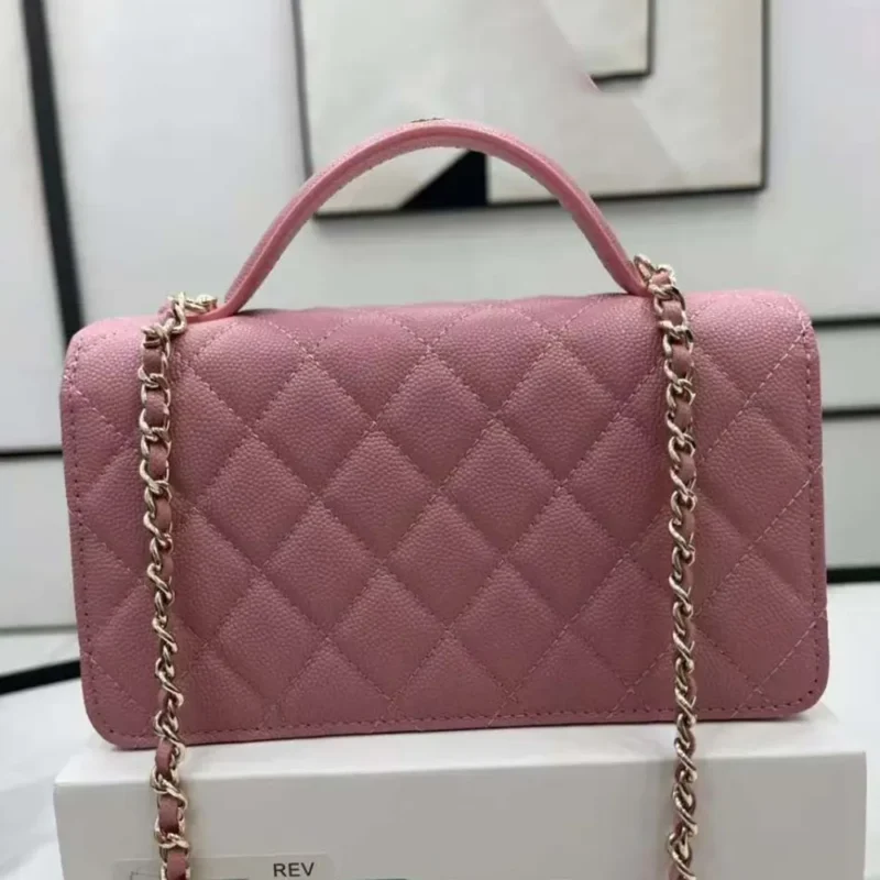 Chanel Women Logo Handbag Single Shoulder Calfskin-Pink