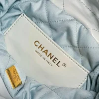 Chanel Women Mini CC 22 Handbag Shiny Calfskin & Gold-Tone Metal Light Blue (1)