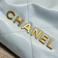 Chanel Women Mini CC 22 Handbag Shiny Calfskin & Gold-Tone Metal Light Blue (1)