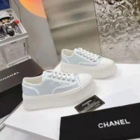 Chanel Women Thick Soled Sneaker-Blue (3)