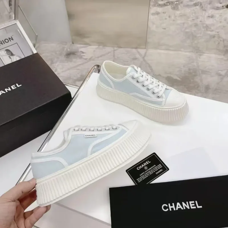 Chanel Women Thick Soled Sneaker-Blue