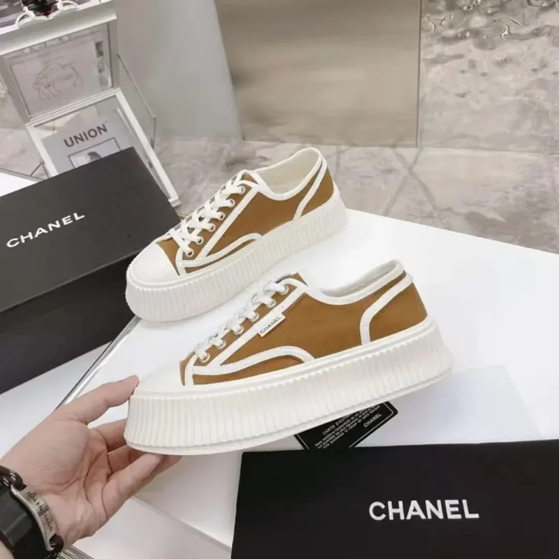 Chanel Women Thick Soled Sneaker-Brown