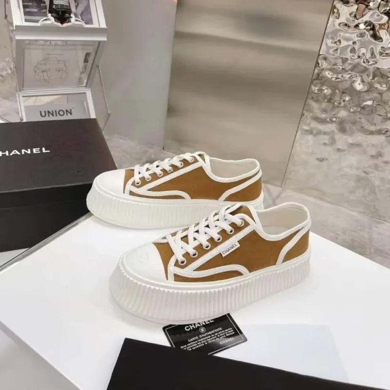 Chanel Women Thick Soled Sneaker-Brown