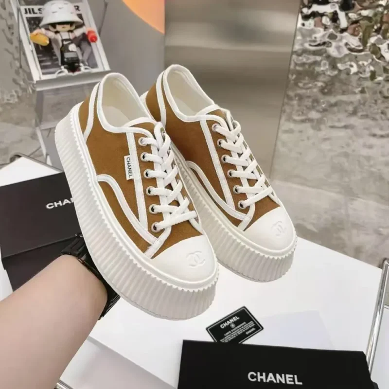 Chanel Women Thick Soled Sneaker-Brown