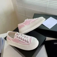 Chanel Women Thick Soled Sneaker-Pink (1)