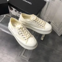 Chanel Women Thick Soled Sneaker-White (8)