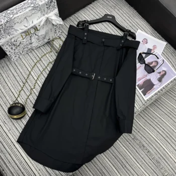 Dior Women Shirtdress Black Lightweight Cotton and Silk Poplin