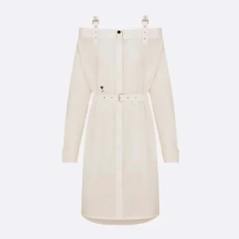 Dior Women Shirtdress White Lightweight Cotton and Silk Poplin
