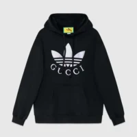 Gucci Men Gucci x adidas Jersey Hooded Sweatshirt-Black