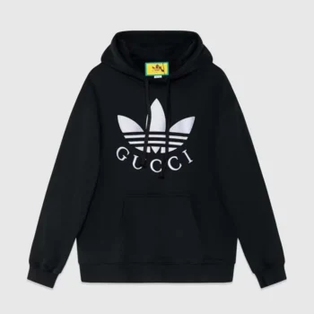 Gucci Men Gucci x adidas Jersey Hooded Sweatshirt-Black