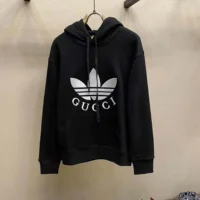 Gucci Men Gucci x adidas Jersey Hooded Sweatshirt-Black (1)