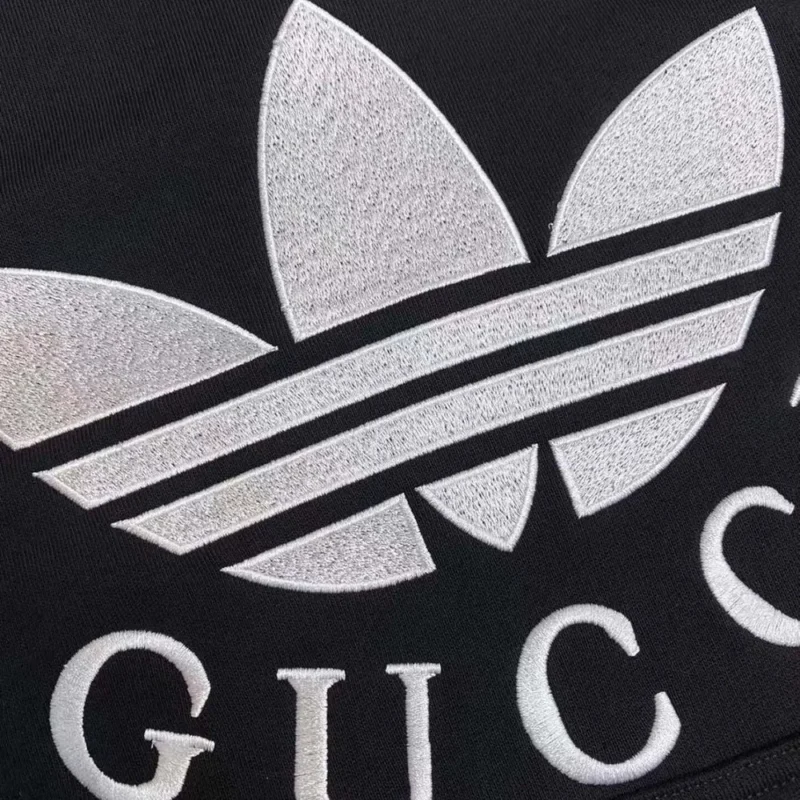 Gucci Men Gucci x adidas Jersey Hooded Sweatshirt-Black