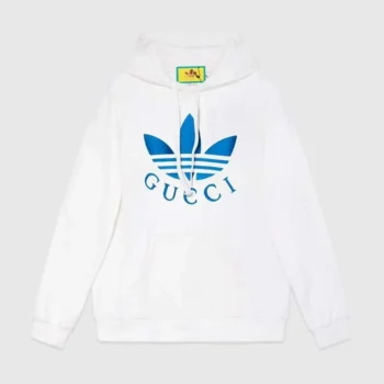 Gucci Men Gucci x adidas Jersey Hooded Sweatshirt-White