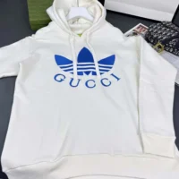 Gucci Men Gucci x adidas Jersey Hooded Sweatshirt-White (1)