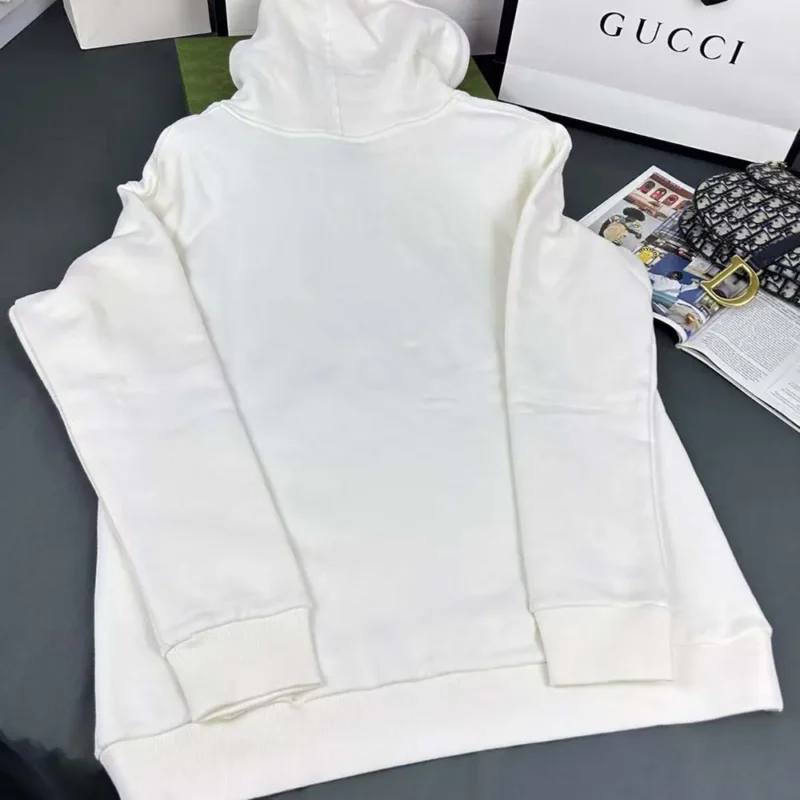 Gucci Men Gucci x adidas Jersey Hooded Sweatshirt-White