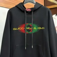 Gucci Men Printed Cotton Jersey Hooded Sweatshirt-Black (1)